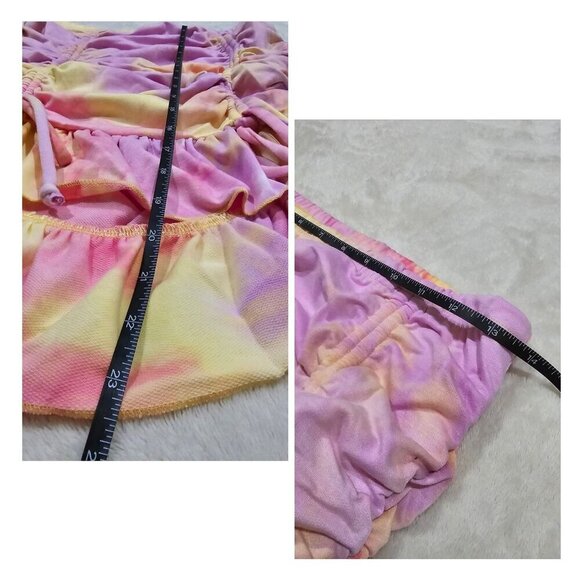 SHEIN ✦ Tie-Dye Skirt M ✦ Pastel Ruffled High-Low Hem Adjustable Drawstrings NWT - Picture 7 of 10